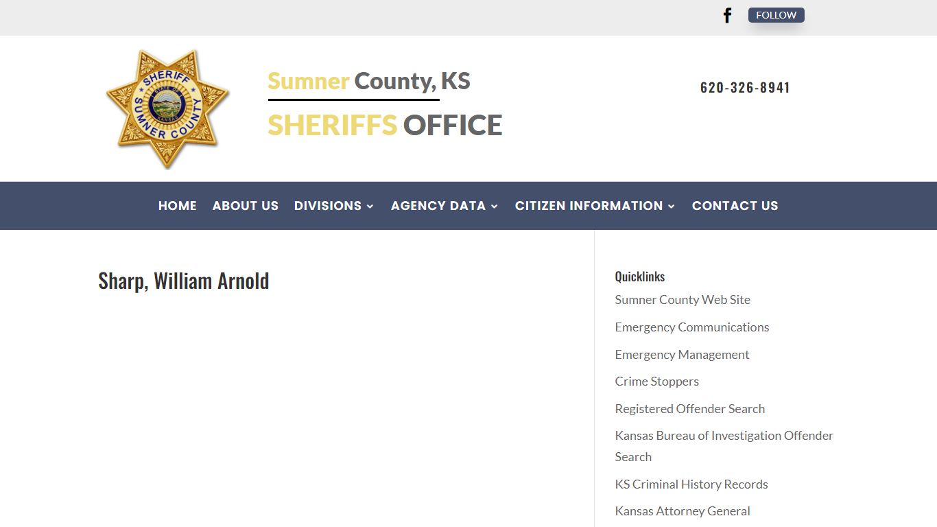 Sharp, William Arnold | Sumner County, KS - Sheriff Office