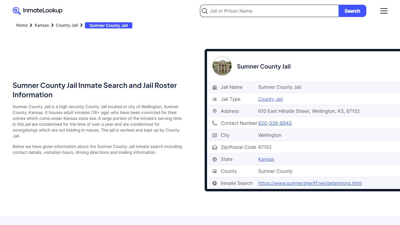 Sumner County Jail Inmate Search and Jail Roster Information